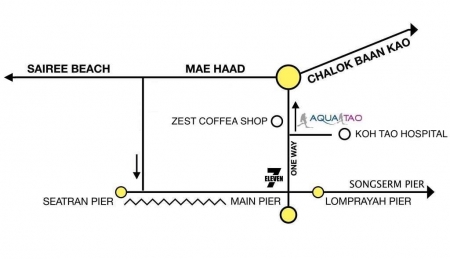 Plan d'acc&egrave;s depuis le port de Koh Tao